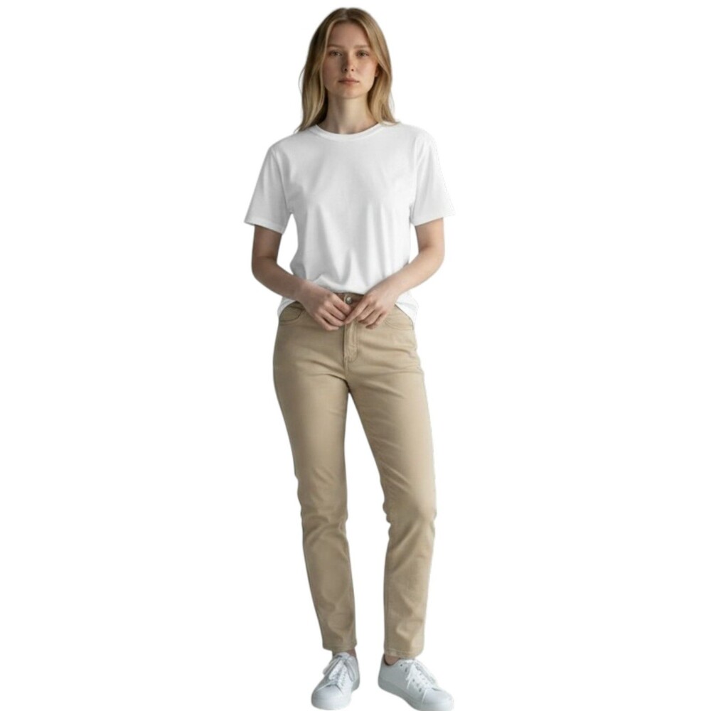 Bass Pants Womens 10 Beige Khakis Slim Fit Stretch Twill Ankle Length Casual